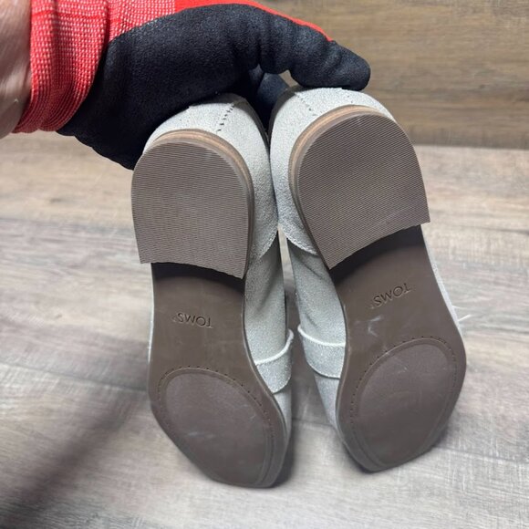 Tom's Lynette Champagne Metallic Suede Loafers Women's Size 9 - Picture 4 of 6